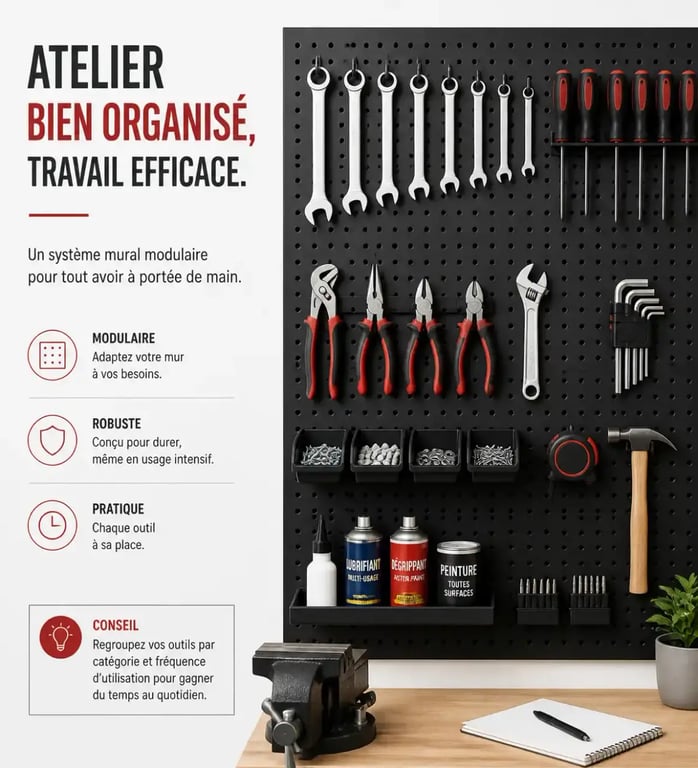 Panneau perforé mural pour rangement atelier
