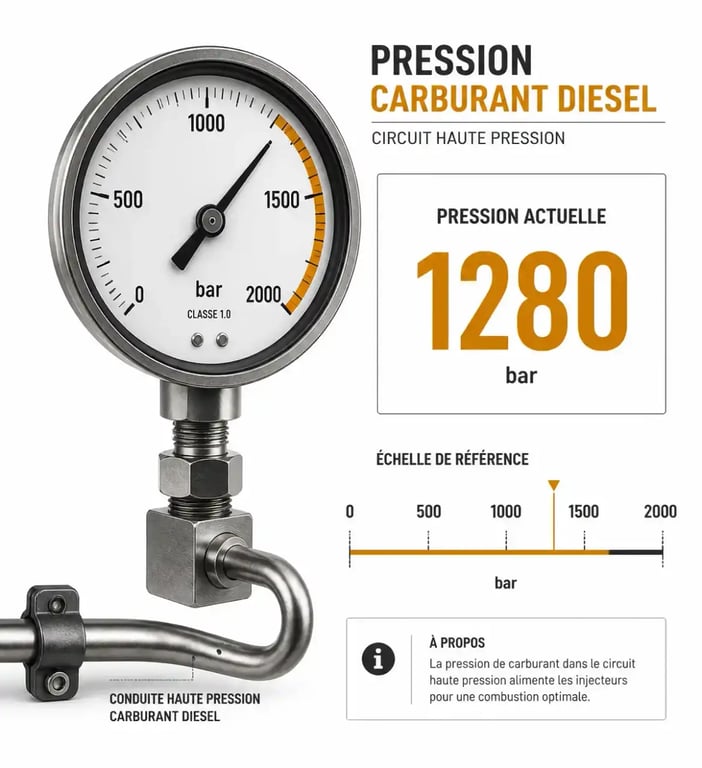 Tester pompe haute pression gasoil sans valise avec un manomètre