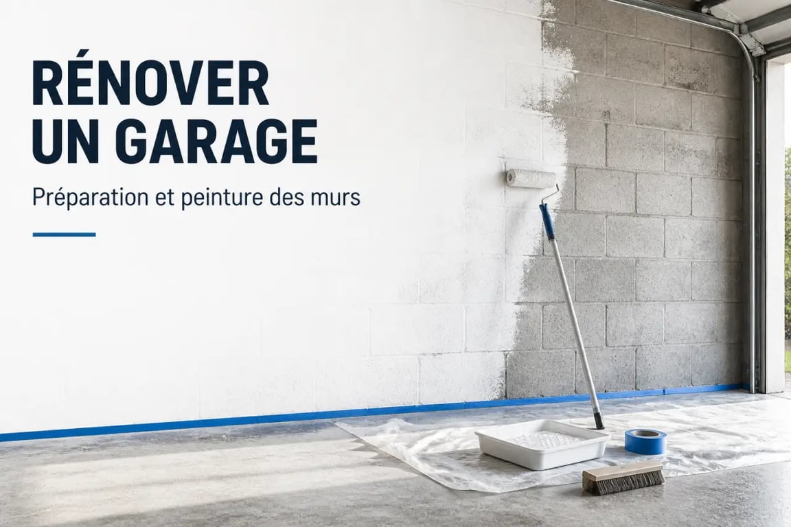 Peindre garage mur : préparation du support et application au rouleau sur un mur de parpaings