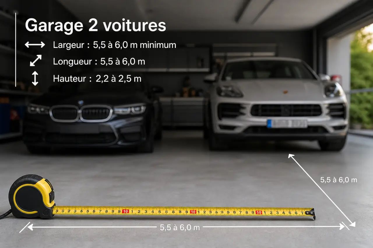 Quelle dimension prévoir pour un garage 2 voitures ? Largeur, longueur, hauteur