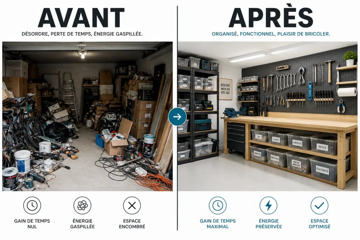 Aménager un atelier dans son garage avant et après transformation