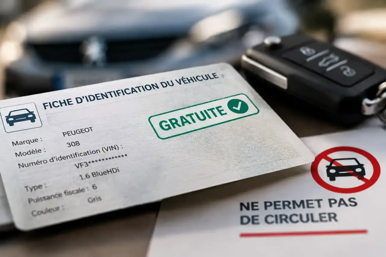 La fiche d’identification du véhicule est gratuite, mais elle ne permet pas de circuler