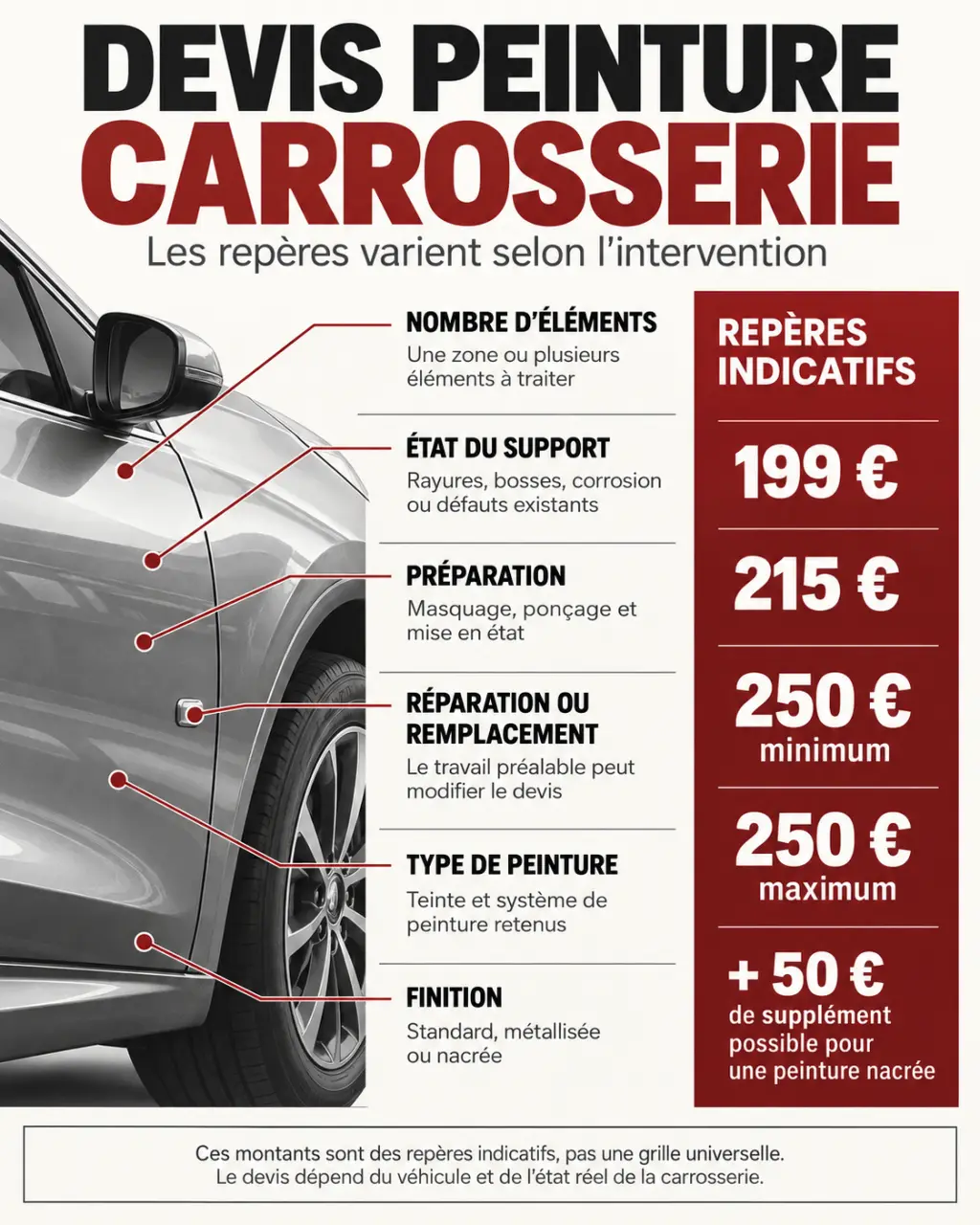 Devis peinture carrosserie : facteurs de prix et repères tarifaires selon les travaux
